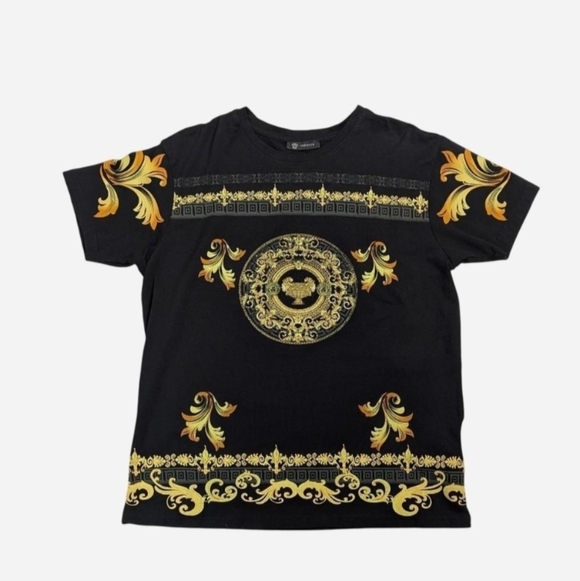 Versace Other - Versace black & gold baroque with rhinestone print t-shirt